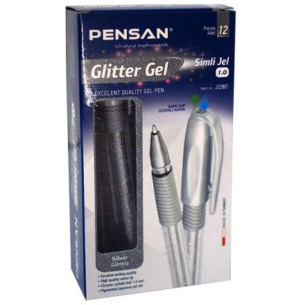 Ручка гелевая неавтомат. Pensan GLITTER GEL шарик 1мм, серебрян Ручка гелевая неавтомат. Pensan GLITTER GEL шарик 1мм, серебрян