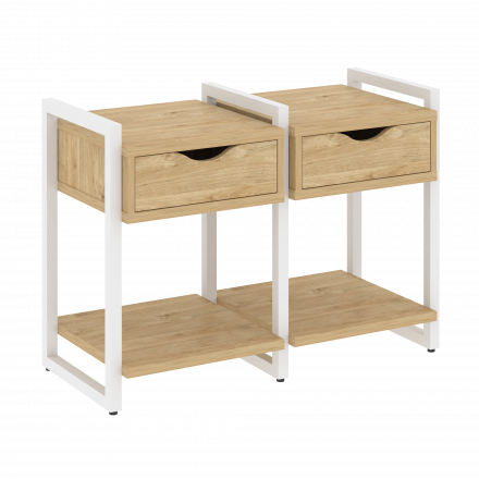 Loft Тумба на регулируемых опорах наборная. Вариант №1 VR.L-TN-1.O Тиквуд светлый/Белый металл 970*460*719