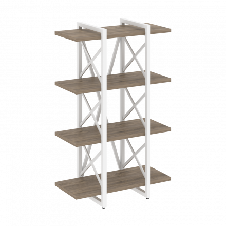 Loft Стеллаж на регулируемых опорах-4 полки VR.L-MST.O-4.4V Тиквуд тёмный/Белый металл 800*400*1280
