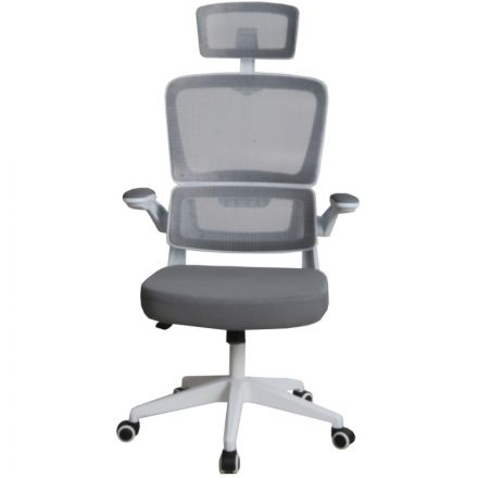 Кресло GRAMBER C16, серое+белый пластик