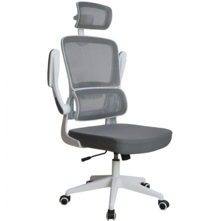 Кресло GRAMBER C16, серое+белый пластик