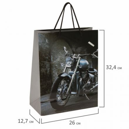 Пакет подарочный (1 штука) 26x13x32 см, ЗОЛОТАЯ СКАЗКА "Мотоцикл", ламинированный, 606589 Пакет подарочный (1 штука) 26x13x32 см, ЗОЛОТАЯ СКАЗКА "Мотоцикл", ламинированный, 606589