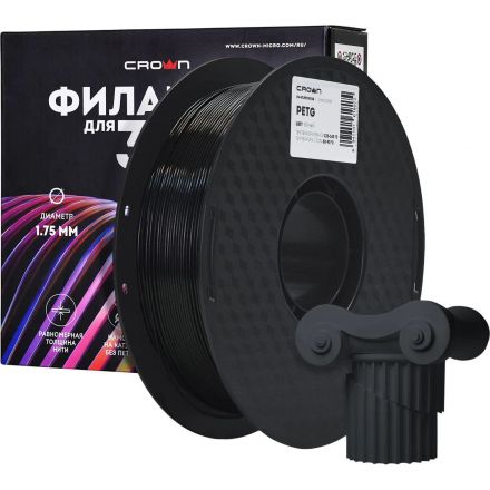 Пластик филамент Crown Micro CM-FILPETG016B PETG 1.75 1кг чёрный