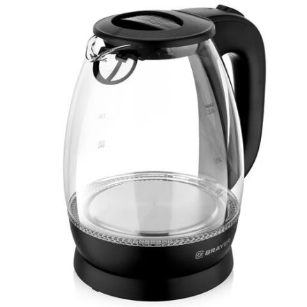 Чайник BRAYER BR1026, 1,8 л, 2200 Вт, закрытый нагревательный элемент, стекло, черный Чайник BRAYER BR1026, 1,8 л, 2200 Вт, закрытый нагревательный элемент, стекло, черный