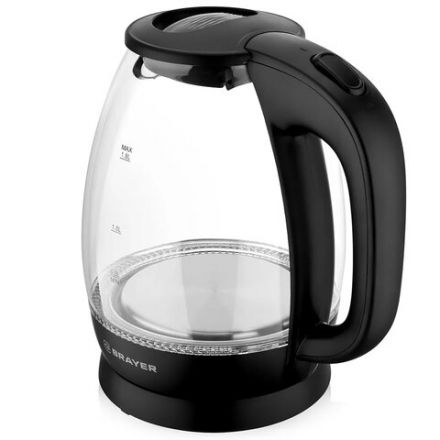 Чайник BRAYER BR1026, 1,8 л, 2200 Вт, закрытый нагревательный элемент, стекло, черный Чайник BRAYER BR1026, 1,8 л, 2200 Вт, закрытый нагревательный элемент, стекло, черный