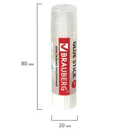 Клей-карандаш BRAUBERG "Crystal", 9 г, прозрачный, 227967, PVP Клей-карандаш BRAUBERG "Crystal", 9 г, прозрачный, 227967, PVP