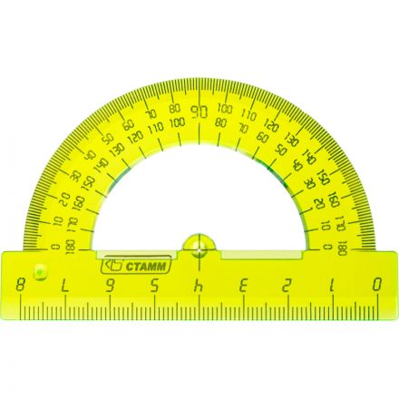 Транспортир 8см,   180градусов NEON Cristal  цвет ассорти ТР-01
