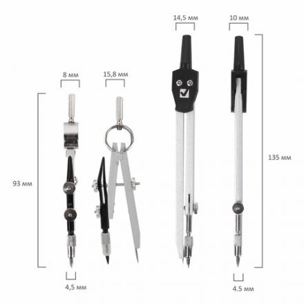 Готовальня BRAUBERG "Architect", 8 предметов: циркуль + кронциркуль, вставки + держатель, отвёртка, точилка, грифель, 210659 Готовальня BRAUBERG "Architect", 8 предметов: циркуль + кронциркуль, вставки + держатель, отвёртка, точилка, грифель, 210659