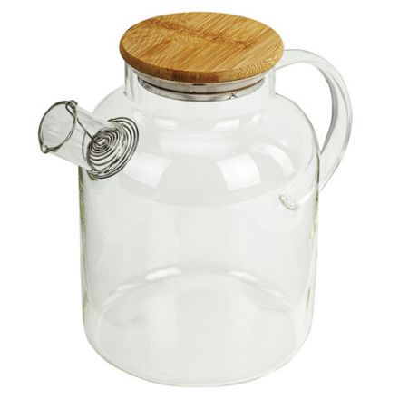 Чайник заварочный 1500 мл "Бочонок", жаропрочное стекло, спиральное сито, DASWERK (ДАСВЕРК), 608645