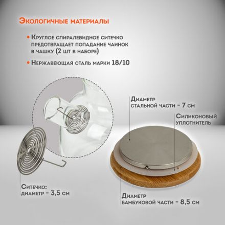 Чайник заварочный 1500 мл "Бочонок", жаропрочное стекло, спиральное сито, DASWERK (ДАСВЕРК), 608645