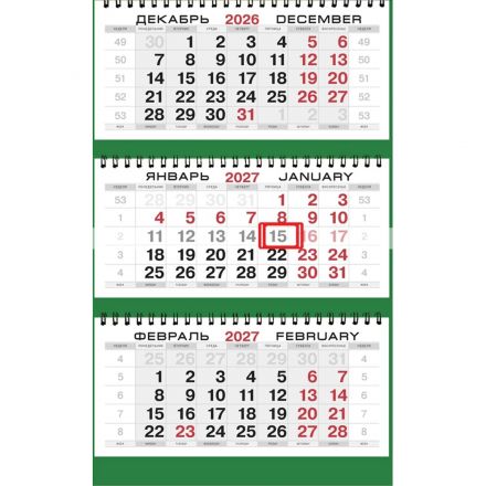 Календарь настенный 3-х блочный 2027 Attache Старинная церковь 295х710мм