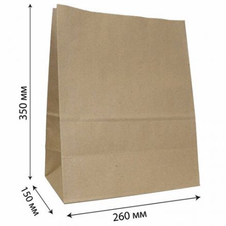Крафт-пакет бумажный 26х15х35 см, плотность 90 г/м2, 110371 Крафт-пакет бумажный 26х15х35 см, плотность 90 г/м2, 110371