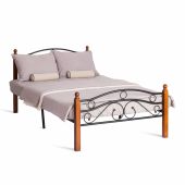 Кровать AT-803, дерево гевея/металл, 120*200 см (middle bed), красный дуб/черный