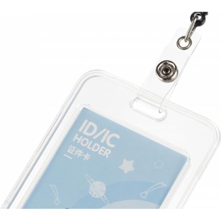 Бейдж Deli вертик.54x86 мм,жест.,держат,замок на кноп+рулетка и тесьма,син Бейдж Deli вертик.54x86 мм,жест.,держат,замок на кноп+рулетка и тесьма,син