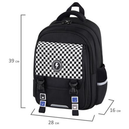 Рюкзак BRAUBERG SNAP, 2 отделения, 3 кармана, "Stylish checks", 39х28х16 см, 273130
