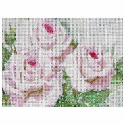 Картина стразами (алмазная мозаика), 30х40 см, ОСТРОВ СОКРОВИЩ "Бело-розовые розы", без подрамника, 663855 Картина стразами (алмазная мозаика), 30х40 см, ОСТРОВ СОКРОВИЩ "Бело-розовые розы", без подрамника, 663855