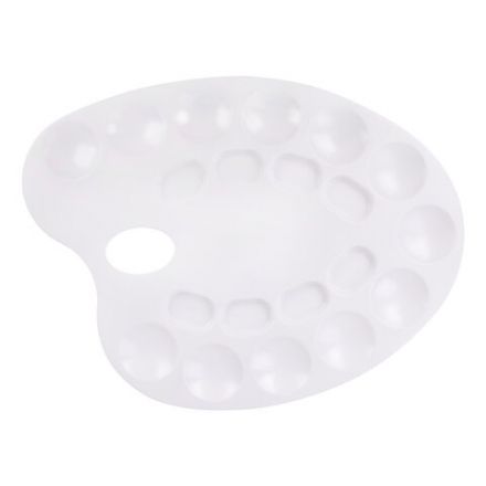 Палитра для рисования ПИФАГОР белая, пластиковая, овальная, 20 ячеек, 227808 Палитра для рисования ПИФАГОР белая, пластиковая, овальная, 20 ячеек, 227808