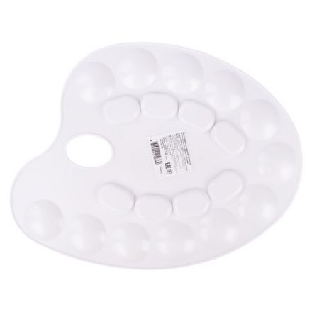 Палитра для рисования ПИФАГОР белая, пластиковая, овальная, 20 ячеек, 227808 Палитра для рисования ПИФАГОР белая, пластиковая, овальная, 20 ячеек, 227808