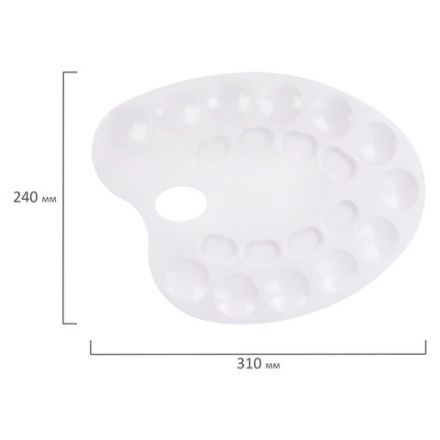 Палитра для рисования ПИФАГОР белая, пластиковая, овальная, 20 ячеек, 227808 Палитра для рисования ПИФАГОР белая, пластиковая, овальная, 20 ячеек, 227808