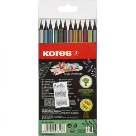 Карандаши цветные Kores Kolores Metallic Style 12шт трехгр пласт кор 93316