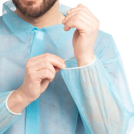 Халат на липучках 20гр/м2 р.XXL, голубой (10шт/упак),арт.406-878-007,к Халат на липучках 20гр/м2 р.XXL, голубой (10шт/упак),арт.406-878-007,к
