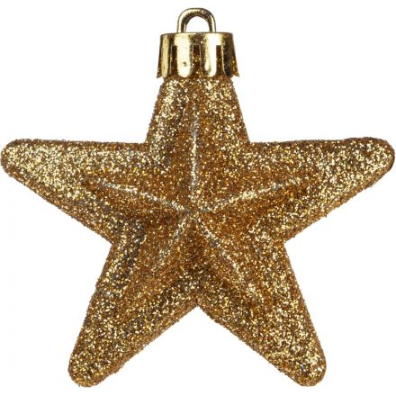 Украшение новогоднее Звезды Набор 6 шт, золото (глянц, мат, глиттер)