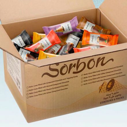Конфеты мини-рожки в индивидуальной упаковке SORBON "Ассорти Радуга", 1500 г