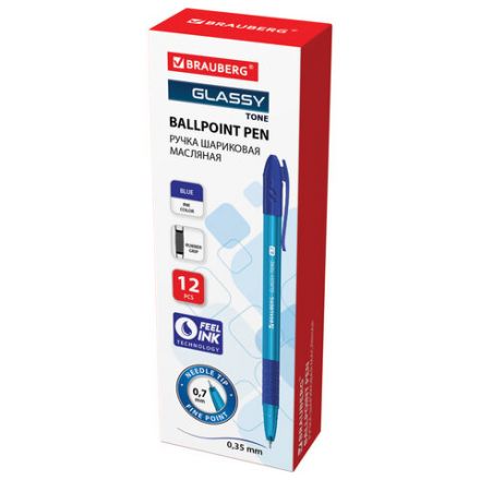 Ручка шариковая масляная с грипом BRAUBERG GLASSY TONE, СИНЯЯ, узел 0,7 мм, линия письма 0,35 мм, 144108 Ручка шариковая масляная с грипом BRAUBERG GLASSY TONE, СИНЯЯ, узел 0,7 мм, линия письма 0,35 мм, 144108