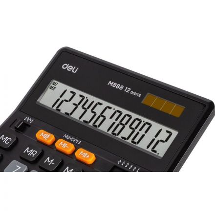 Калькулятор настольный ПОЛНОРАЗМ. Deli EM888, 12-р,дв.пит, 202х159мм,черн Калькулятор настольный ПОЛНОРАЗМ. Deli EM888, 12-р,дв.пит, 202х159мм,черн