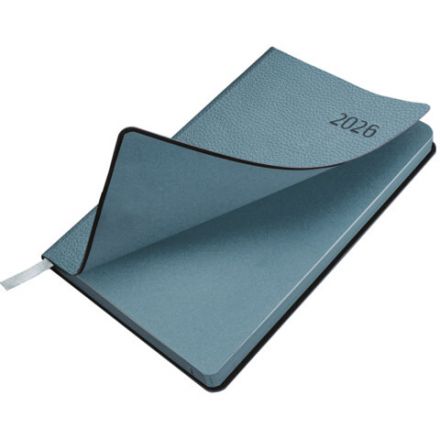 Ежедневник датированный 2026 А5 138x213 мм, BRAUBERG "Stylish", под кожу, гибкий, серо-голубой, 117105