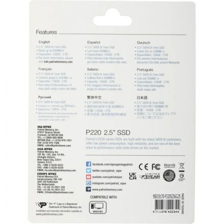 SSD накопитель Patriot P220 256ГБ, 2.5, SATA(P220S256G25) SSD накопитель Patriot P220 256ГБ, 2.5, SATA(P220S256G25)