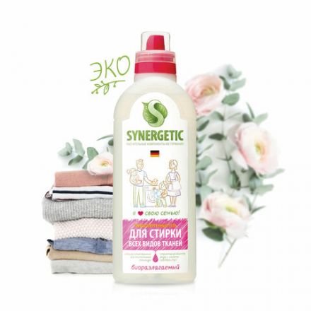 Гель для стирки универсальный 1 л SYNERGETIC ГИПОАЛЕРГЕННЫЙ, биоразлагаемый, 109100 Гель для стирки универсальный 1 л SYNERGETIC ГИПОАЛЕРГЕННЫЙ, биоразлагаемый, 109100