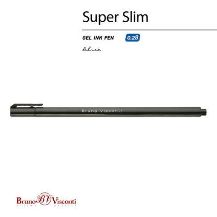 Ручка гелевая BRUNO VISCONTI "Super Slim Black", СИНЯЯ, узел 0,28 мм, линия 0,2 мм, 20-0398 Ручка гелевая BRUNO VISCONTI "Super Slim Black", СИНЯЯ, узел 0,28 мм, линия 0,2 мм, 20-0398
