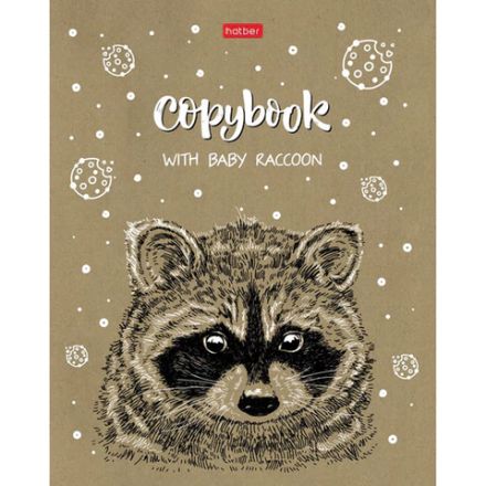 Тетрадь А5, 48 л., HATBER, скоба, клетка, обложка крафт-картон, "Милые зверьки" (микс в спайке), 066339, 48Т5В1