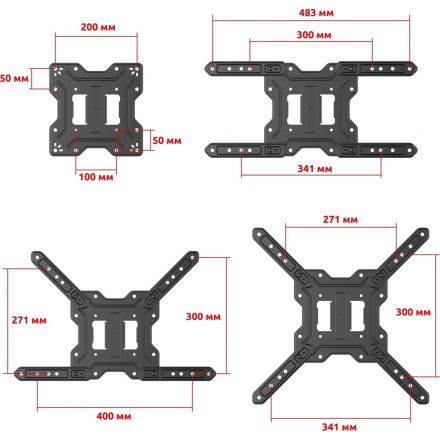 Кронштейн FM1504EB Uniteki для ТВ выдвижной, наклон, поворот, 22-65″
