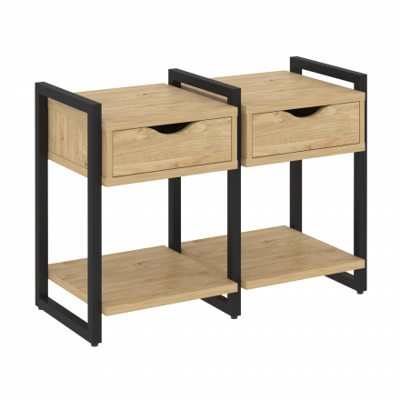 Loft Тумба на регулируемых опорах наборная. Вариант №1 VR.L-TN-1.O Тиквуд светлый/Чёрный металл 970*460*719