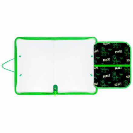 Папка для труда на молнии с ручками ПИФАГОР А4, 1 отделение, пластик, органайзер, "Dino roar", 272230