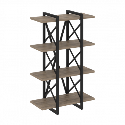 Loft Стеллаж на регулируемых опорах-4 полки VR.L-MST.O-4.4V Тиквуд тёмный/Чёрный металл 800*400*1280 Loft Стеллаж на регулируемых опорах-4 полки VR.L-MST.O-4.4V Тиквуд тёмный/Чёрный металл 800*400*1280