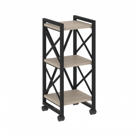 Loft Стеллаж на колесных опорах-3 полки VR.L-MST.K-3.4 Дуб аттик/Чёрный металл 400*400*968 Loft Стеллаж на колесных опорах-3 полки VR.L-MST.K-3.4 Дуб аттик/Чёрный металл 400*400*968