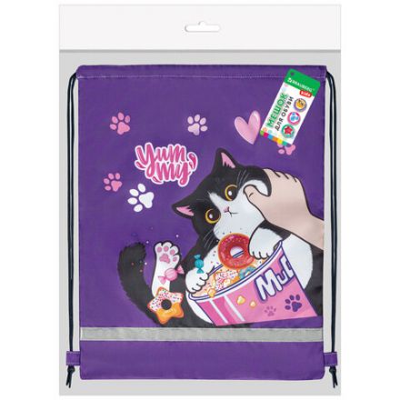 Мешок для обуви BRAUBERG KIDS, светоотражающая полоса, 46х36 см, "Sweet cheeks", 272390