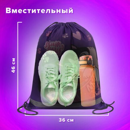 Мешок для обуви BRAUBERG KIDS, светоотражающая полоса, 46х36 см, "Sweet cheeks", 272390 Мешок для обуви BRAUBERG KIDS, светоотражающая полоса, 46х36 см, "Sweet cheeks", 272390