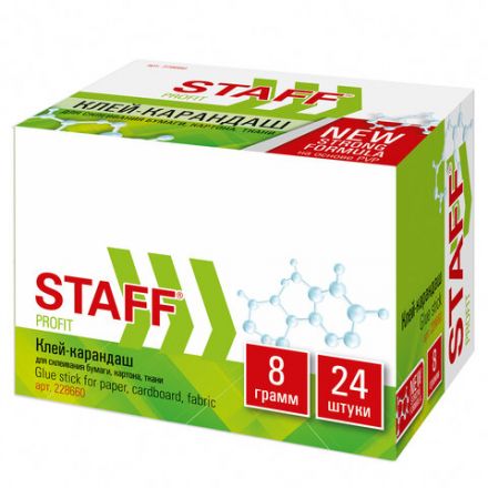 Клей-карандаш УСИЛЕННЫЙ STAFF Profit, 8 г, PVP-основа, 228660 Клей-карандаш УСИЛЕННЫЙ STAFF Profit, 8 г, PVP-основа, 228660