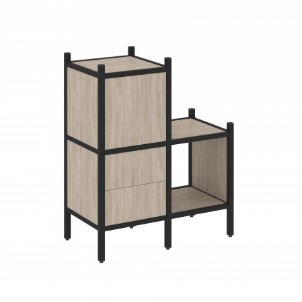 Loft Прямой стеллаж наборный VR.L-11 Дуб аттик/Чёрный металл 862*446*1047 Loft Прямой стеллаж наборный VR.L-11 Дуб аттик/Чёрный металл 862*446*1047