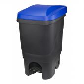 Контейнер-бак мусорный IDEA 60л с педалью на колесах синяя крышка