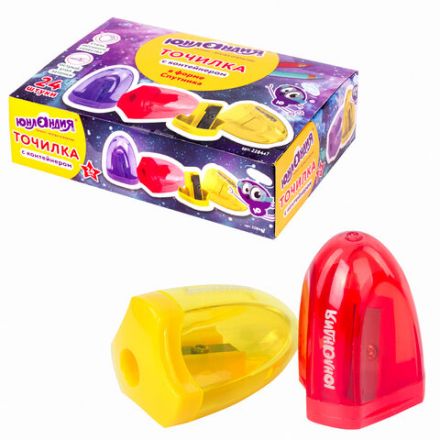 Точилка ЮНЛАНДИЯ "Спутник", с контейнером, пластиковая, корпус ассорти, 228447 Точилка ЮНЛАНДИЯ "Спутник", с контейнером, пластиковая, корпус ассорти, 228447