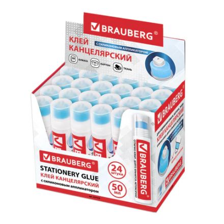 Клей канцелярский BRAUBERG, 50 мл, с силиконовым аппликатором, 227535 Клей канцелярский BRAUBERG, 50 мл, с силиконовым аппликатором, 227535
