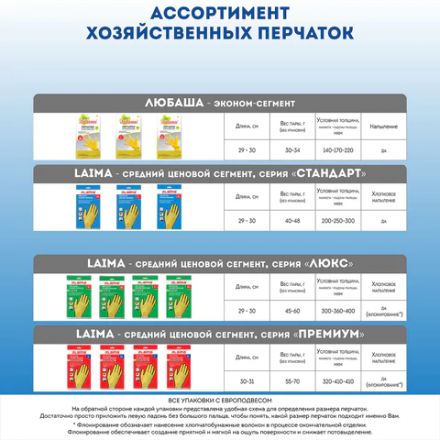 Перчатки МНОГОРАЗОВЫЕ латексные ЛЮБАША "ЭКОНОМ", хлопчатобумажное напыление, размер 7-8, M (средний), желтые, вес 30 г, 603784