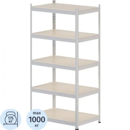 Стеллаж металлический FL_HIT BOARD 912х1824х600/5 полок МДФ, оцинкованный Стеллаж металлический FL_HIT BOARD 912х1824х600/5 полок МДФ, оцинкованный