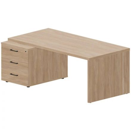 Стол Norman на опорной тумбе 3 ящика (левый) Ш180 Дуб св. NR180T3GOWOW