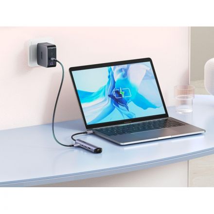 Разветвитель USB Ugreen CM418 (10919) USB-C to 2xUSB 3.0+HDMI+RJ45+PD Сереб